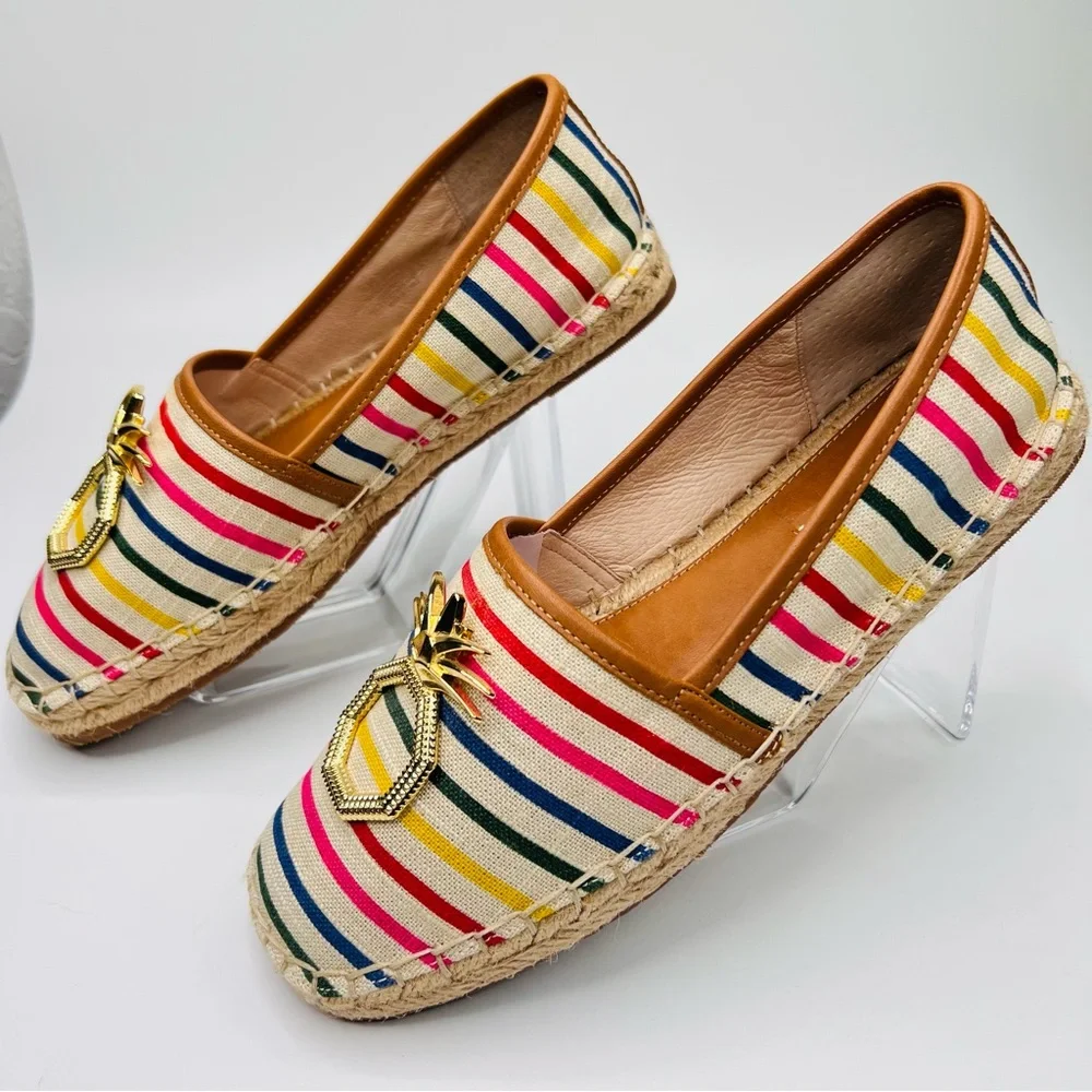 Louise et Cie Adige Rainbow Striped Jute-Wrapped Sole Espadrille Slip On Flats